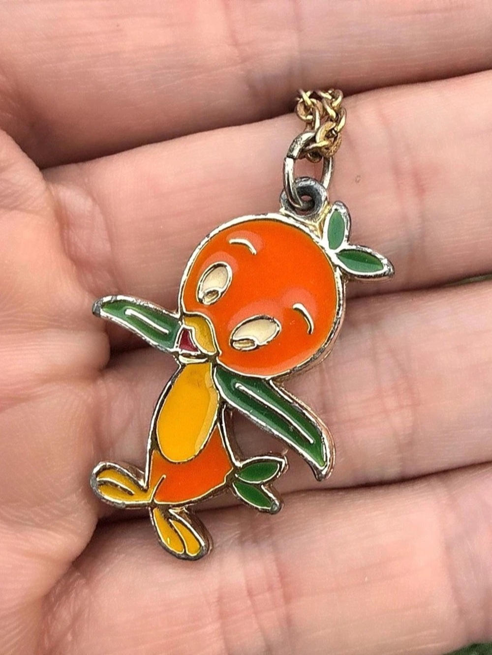 Disney Vintage Walt Disney Productions Orange Bird Pendant Orange & Green